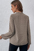 Elegant Geometric Print Notched Neck Puff Sleeve Blouse