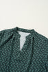 Elegant Geometric Print Notched Neck Puff Sleeve Blouse