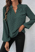 Elegant Geometric Print Notched Neck Puff Sleeve Blouse