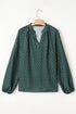 Elegant Geometric Print Notched Neck Puff Sleeve Blouse
