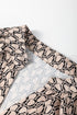 Elegant Geometric Print Notched Neck Puff Sleeve Blouse