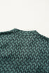 Elegant Geometric Print Notched Neck Puff Sleeve Blouse