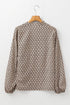 Elegant Geometric Print Notched Neck Puff Sleeve Blouse