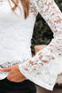 Elegant Lace Crochet Bell Sleeve Mock Neck Blouse