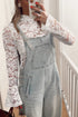 Elegant Lace Crochet Bell Sleeve Mock Neck Blouse