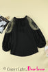 Elegant Lace Mock Neck Long Sleeve Scalloped Blouse