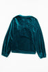 Elegant Lantern Sleeve Beaded Split Neck Velvet Blouse