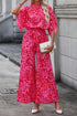 Elegant Leopard Print Loose Sleeve Belted Wide Leg Jumpsuit