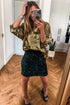 Elegant Metallic Solid Split Neck Half Sleeve Blouse