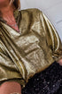 Elegant Metallic Solid Split Neck Half Sleeve Blouse