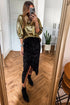 Elegant Metallic Solid Split Neck Half Sleeve Blouse