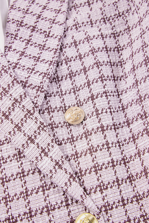 Elegant Modern Tweed Plaid Tailored Blazer