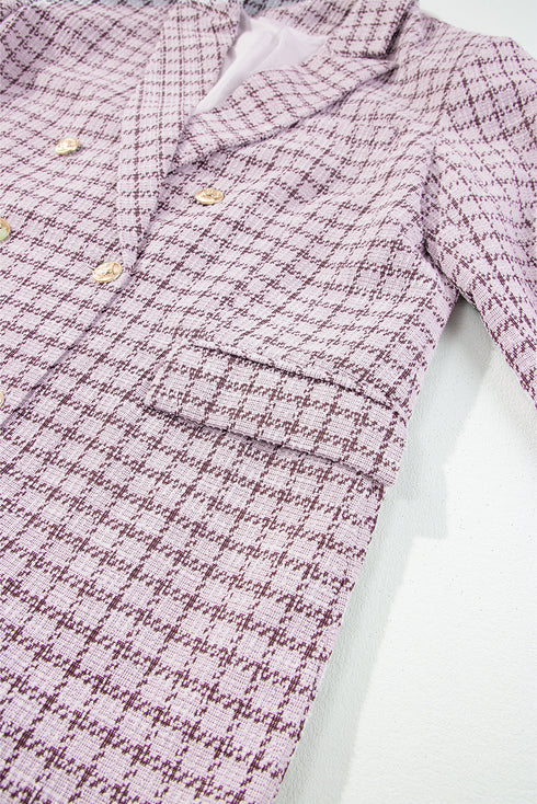 Elegant Modern Tweed Plaid Tailored Blazer