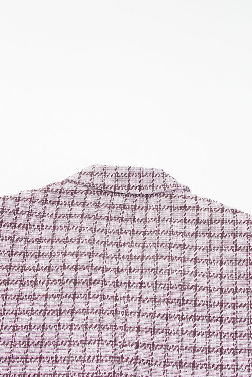 Elegant Modern Tweed Plaid Tailored Blazer