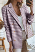 Elegant Modern Tweed Plaid Tailored Blazer