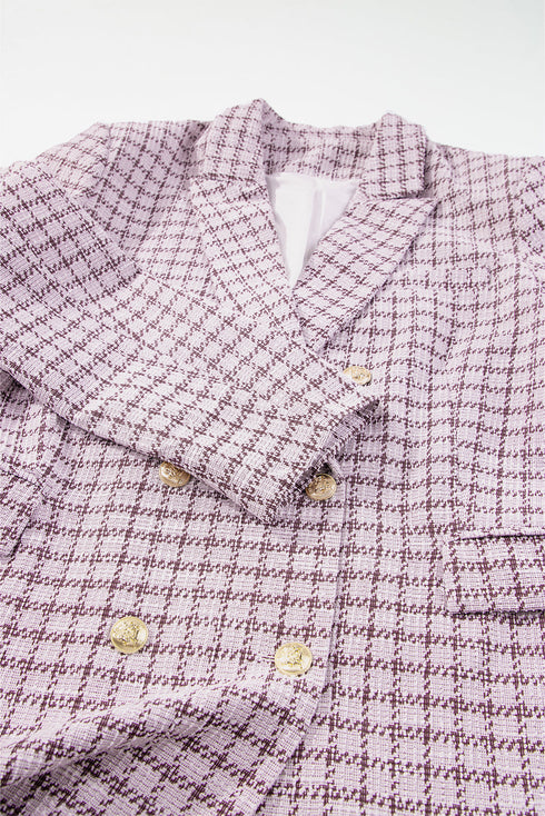 Elegant Modern Tweed Plaid Tailored Blazer