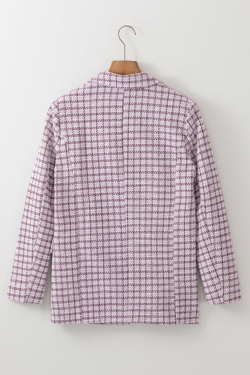 Elegant Modern Tweed Plaid Tailored Blazer