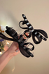 Elegant Pearl Embellished Fabric Bow Claw Clip