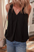 Elegant Pinched Detail V Neck Adjustable Shoulder Tie Relaxed Fit Tank