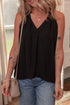 Elegant Pinched Detail V Neck Adjustable Shoulder Tie Relaxed Fit Tank