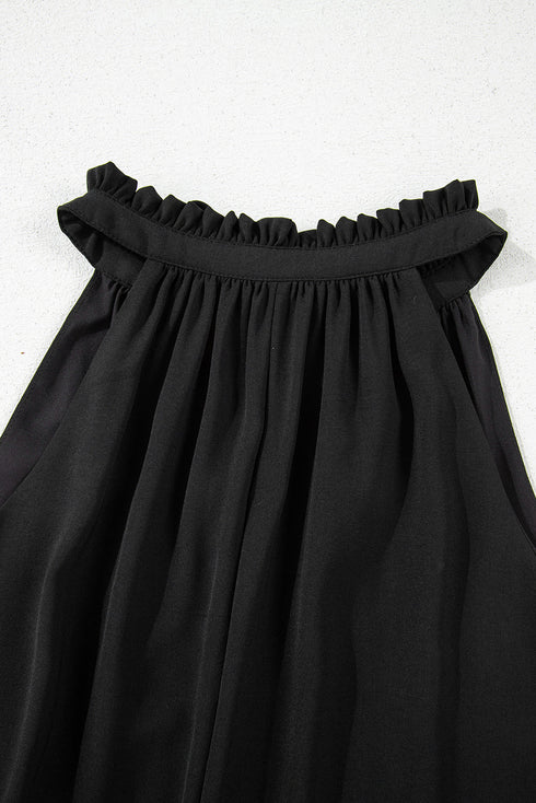 Elegant Pinched Detail V Neck Adjustable Shoulder Tie Relaxed Fit Tank