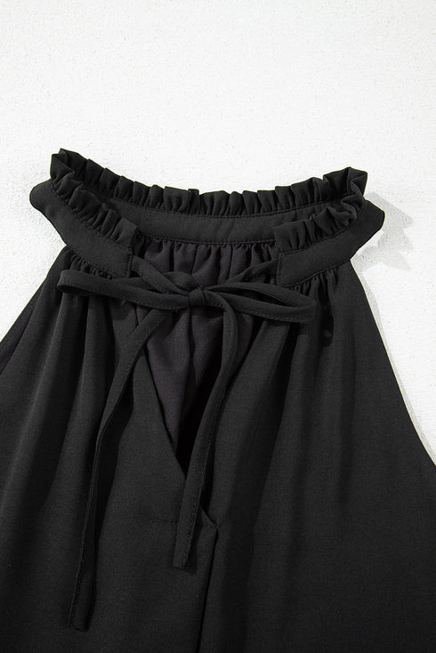 Elegant Pinched Detail V Neck Adjustable Shoulder Tie Relaxed Fit Tank