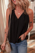 Elegant Pinched Detail V Neck Adjustable Shoulder Tie Relaxed Fit Tank