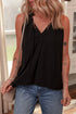 Elegant Pinched Detail V Neck Adjustable Shoulder Tie Relaxed Fit Tank