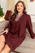 Elegant Plaid Trim Patchwork Collared Shift Mini Dress