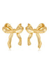 Elegant Plated Bow Motif Studded Statement Earrings
