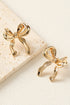 Elegant Plated Bow Motif Studded Statement Earrings