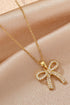 Elegant Plated Titanium Steel Rhinestone Bowknot Pendant Necklace