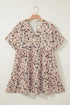Elegant Polka Dot Surplice Empire Waist Plus Size Mini Dress