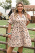 Elegant Polka Dot Surplice Empire Waist Plus Size Mini Dress