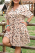 Elegant Polka Dot Surplice Empire Waist Plus Size Mini Dress