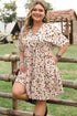 Elegant Polka Dot Surplice Empire Waist Plus Size Mini Dress