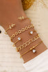 Elegant Rhinestone Leaf Heart Charm Adjustable Bracelet Set