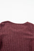 Elegant Ribbed Knit Round Neck Bishop Sleeve Top