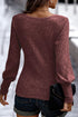 Elegant Ribbed Knit Round Neck Bishop Sleeve Top