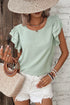 Elegant Round Neck Short Ruffle Sleeve Blouse