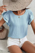 Elegant Round Neck Short Ruffle Sleeve Blouse