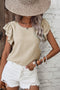 Elegant Round Neck Short Ruffle Sleeve Blouse