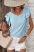 Elegant Round Neck Short Ruffle Sleeve Blouse