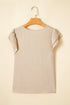 Elegant Round Neck Short Ruffle Sleeve Blouse