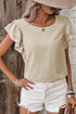 Elegant Round Neck Short Ruffle Sleeve Blouse