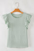 Elegant Round Neck Short Ruffle Sleeve Blouse