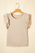 Elegant Round Neck Short Ruffle Sleeve Blouse