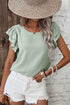 Elegant Round Neck Short Ruffle Sleeve Blouse