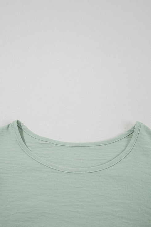 Elegant Round Neck Short Ruffle Sleeve Blouse