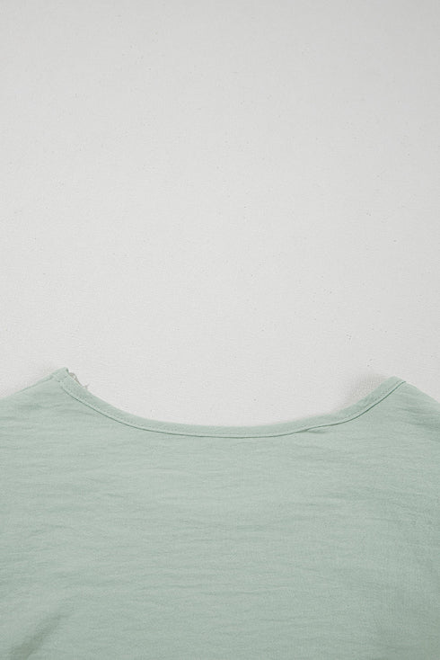 Elegant Round Neck Short Ruffle Sleeve Blouse